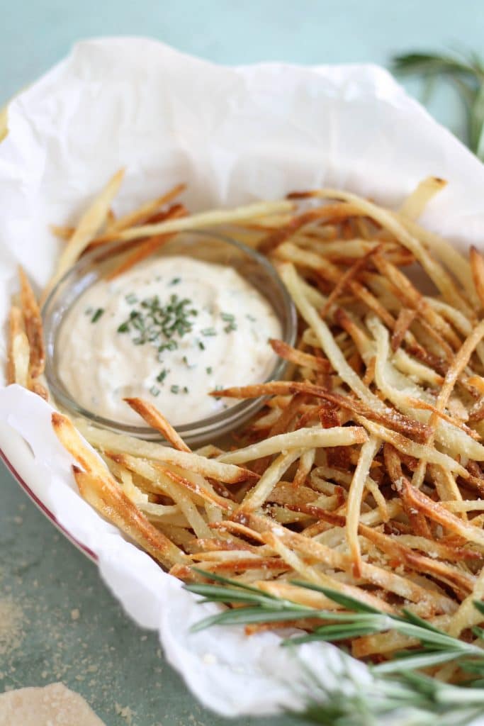 Parmesan Truffle Oven Fries with Rosemary Garlic Aioli