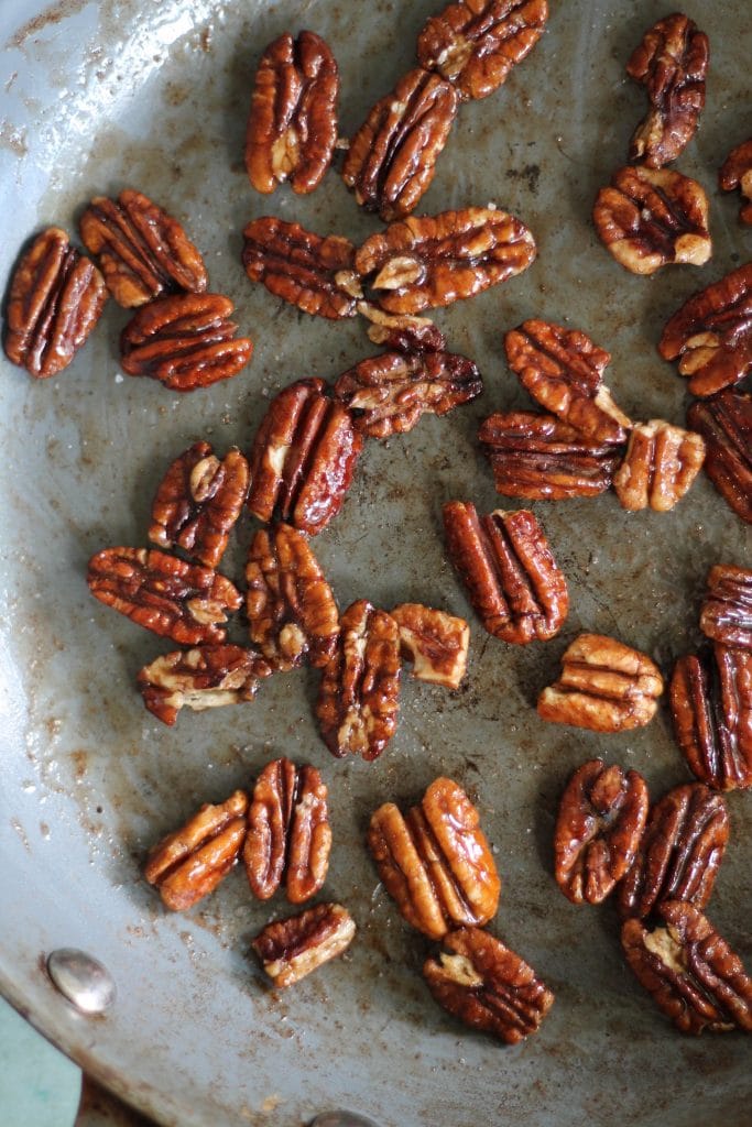 Beet Salad with Figs, Feta, Quick Candied Pecans, and Maple Orange Dressing
