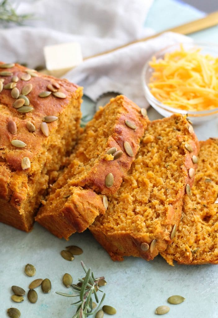 Rosemary Cheddar Pumpkin Beer Bread