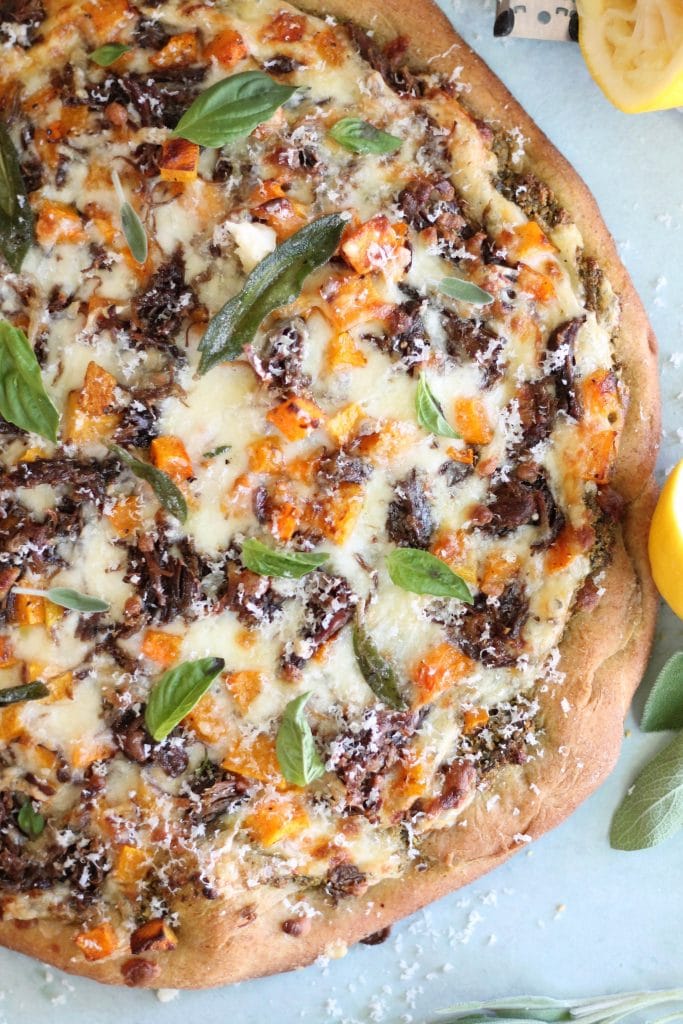 Short Rib Butternut Squash Pizza with Sage Pistachio Pesto