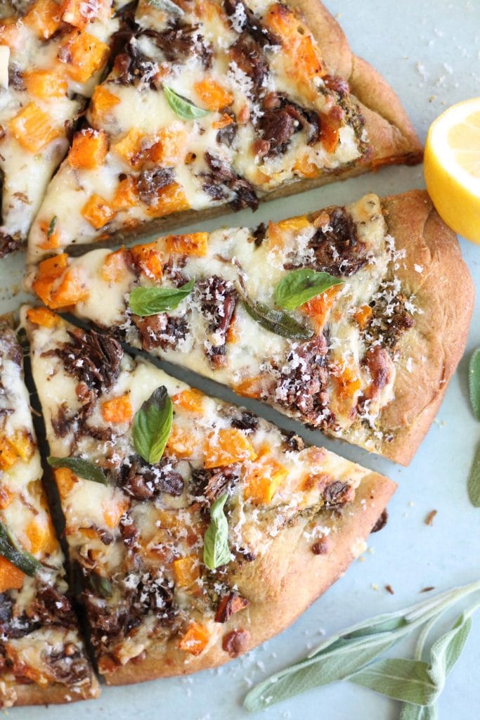 Short Rib Butternut Squash Pizza with Sage Pistachio Pesto