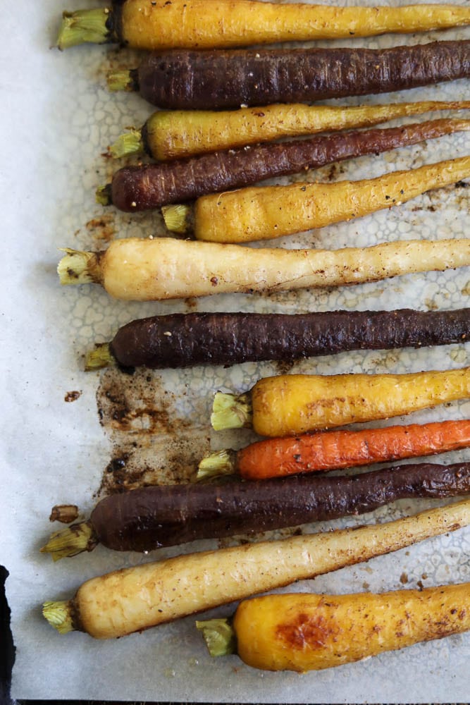 Roasted Carrots with Curry Mascarpone Yogurt and Pumpkin Seed Granola