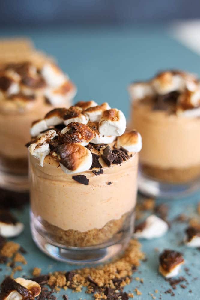 Mini No-Bake S'mores Sweet Potato Cheesecakes