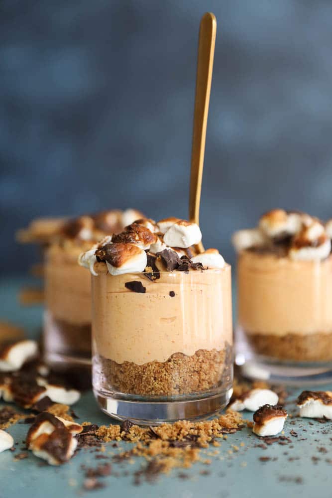 Mini No-Bake S'mores Sweet Potato Cheesecakes