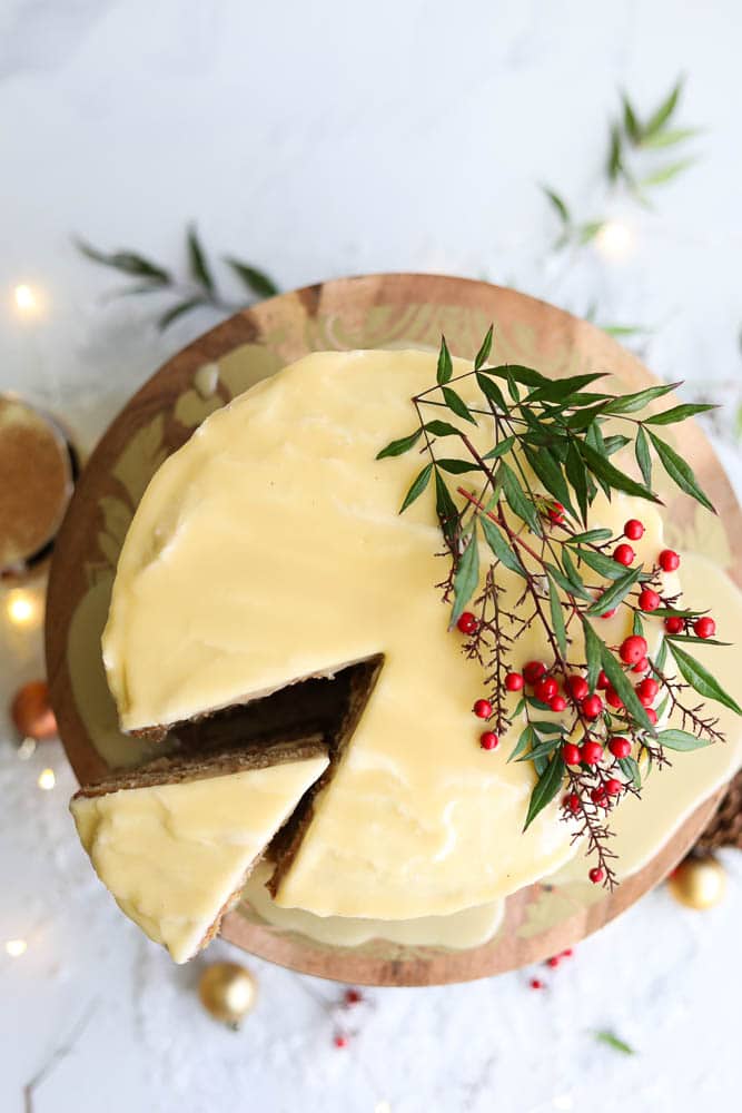 Eggnog Cake with White Chocolate Rum Ganache