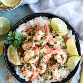 Garlic Butter Shrimp with Toasted Coconut Rice