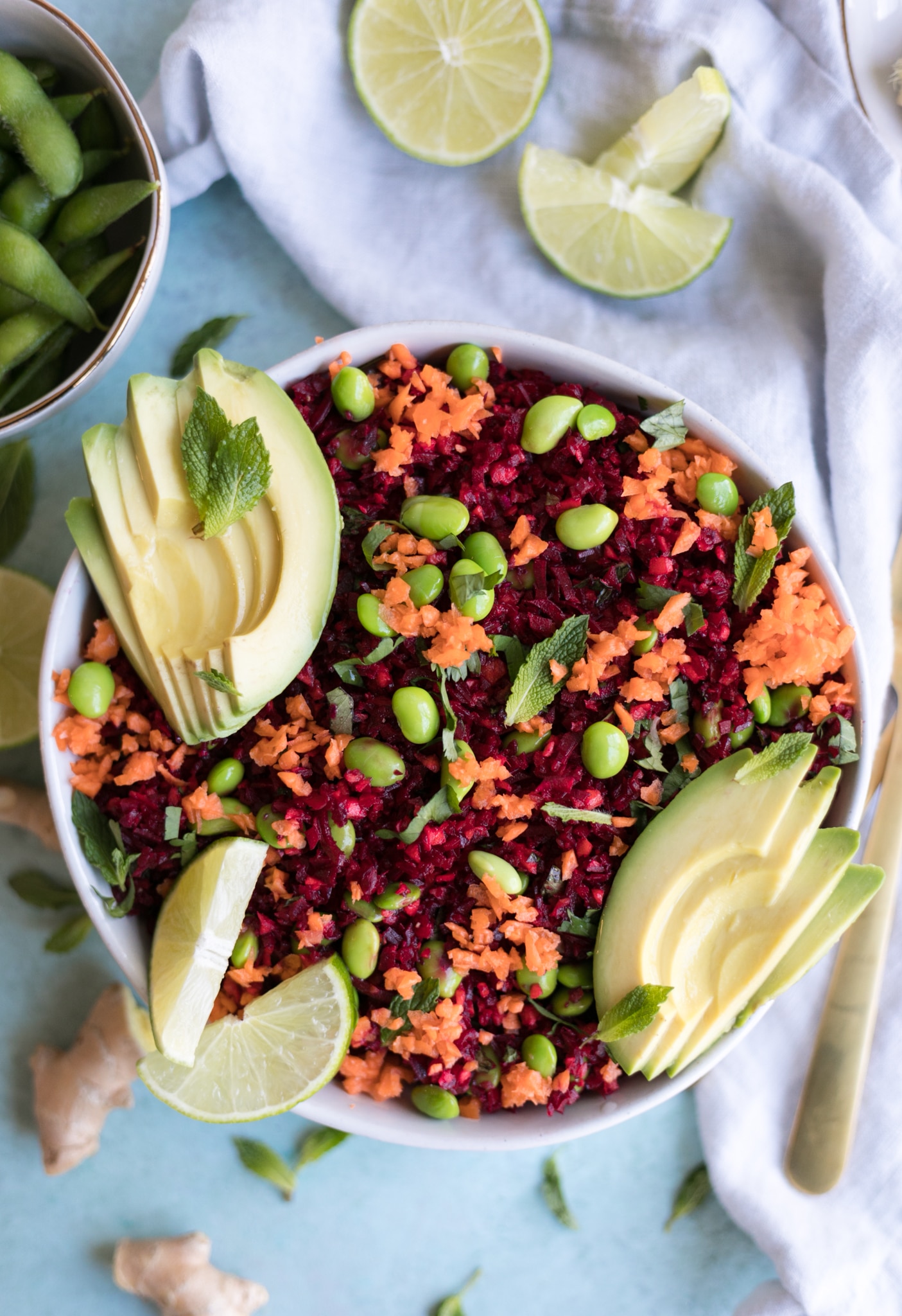 Confetti Beet Salad with Ginger, Mint, and Lime