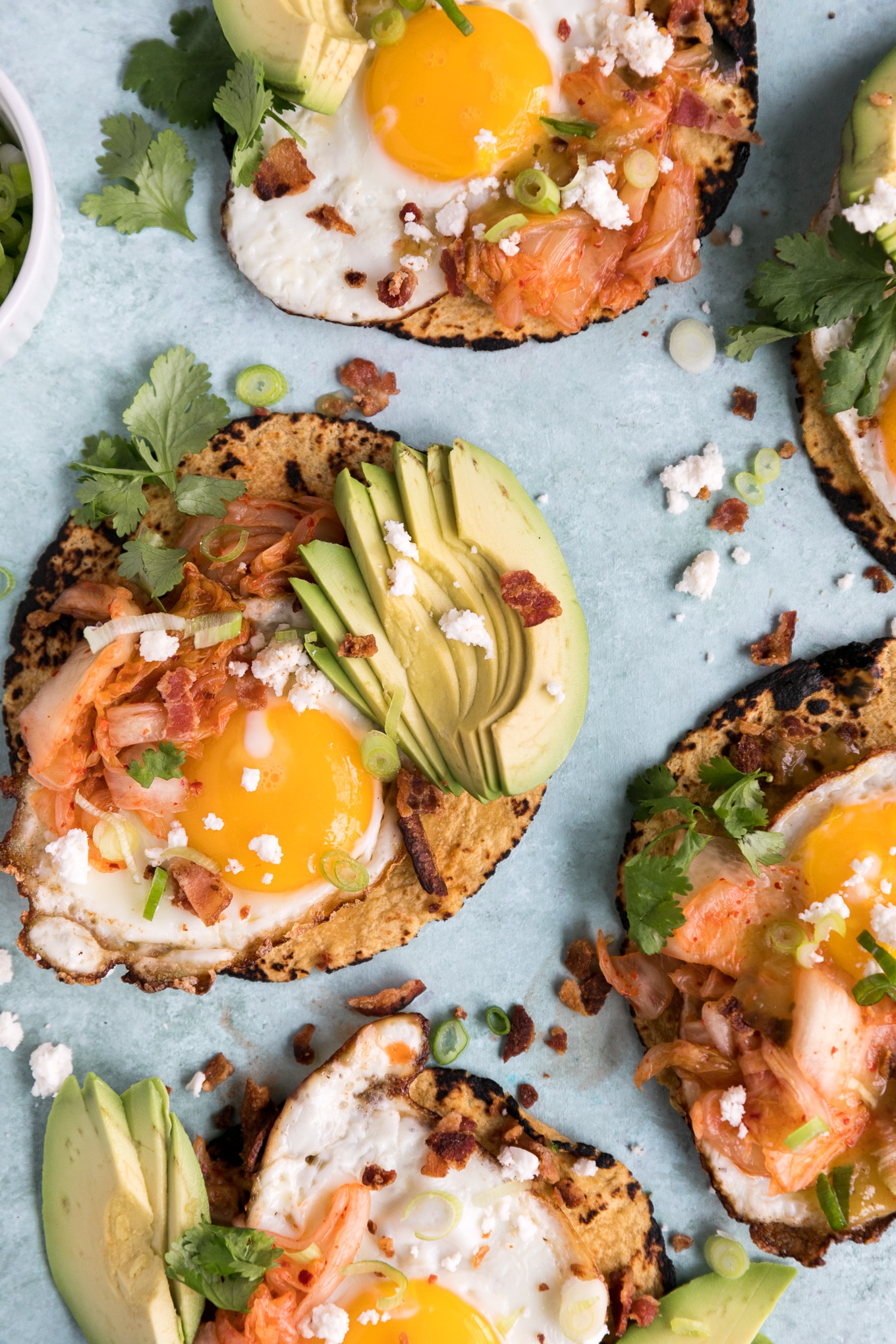 Bacon, Egg, and Kimchi Tacos