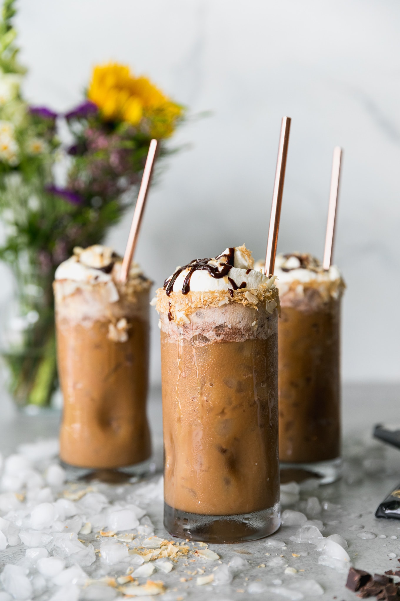 Coconut Mocha Iced Coffee with Ello Products Travel Mugs - Smile