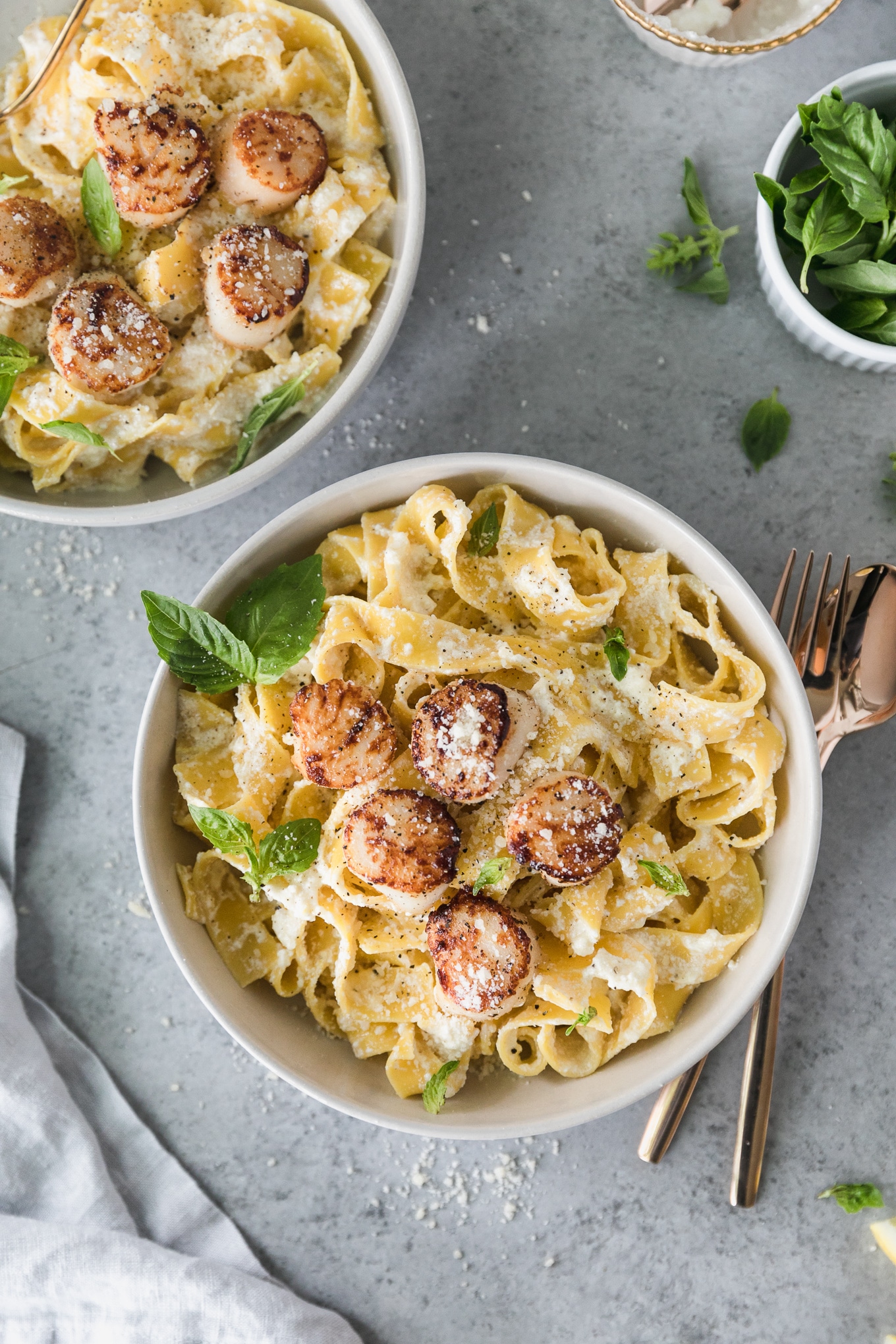creamy lemon pappardelle with scallops