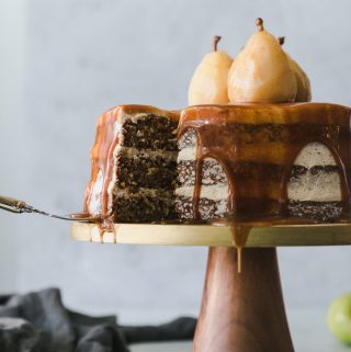 Spiced Pear Cake with Brown Butter Buttercream and Chai Salted Caramel
