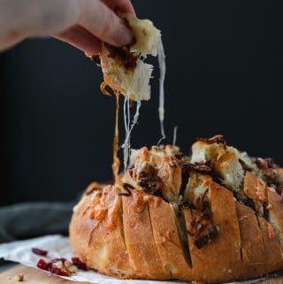 Cranberry Pecan Caramelized Onion Cheesy Pull Apart Bread