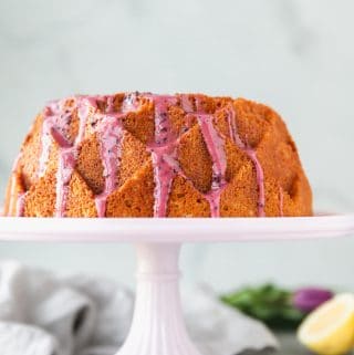 Lemon Pound Cake with Blueberry Glaze