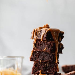 Fudgy Almond Flour Brownies with Chai Salted Caramel