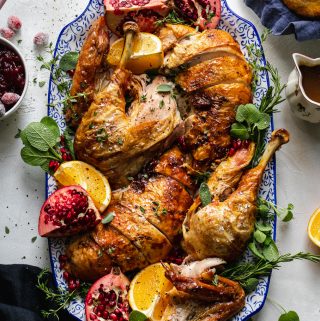 Herb Butter Roasted Turkey with White Wine and Citrus