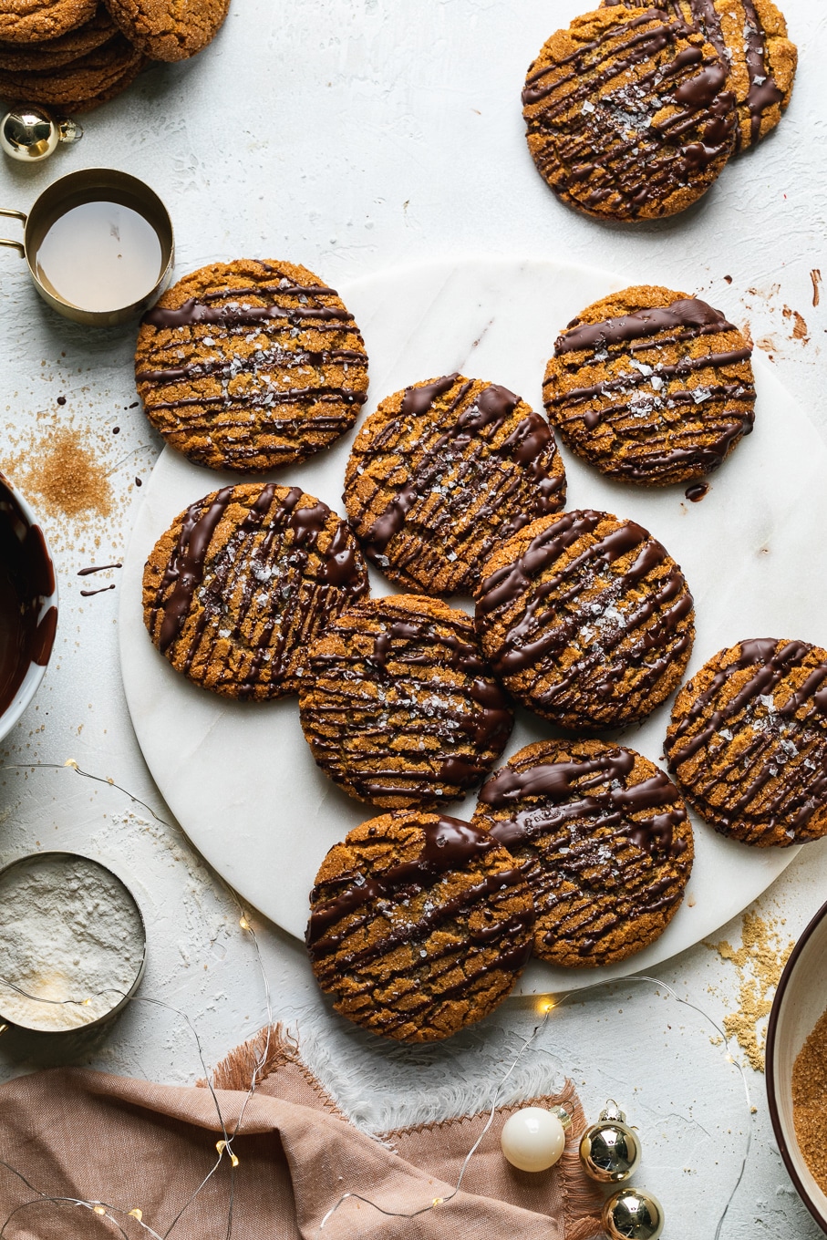 Chewy Tahini Gingersnaps with Dark Chocolate and Sea Salt