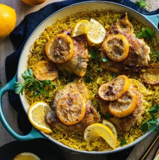 One Pan Meyer Lemon Chicken with Golden Rice