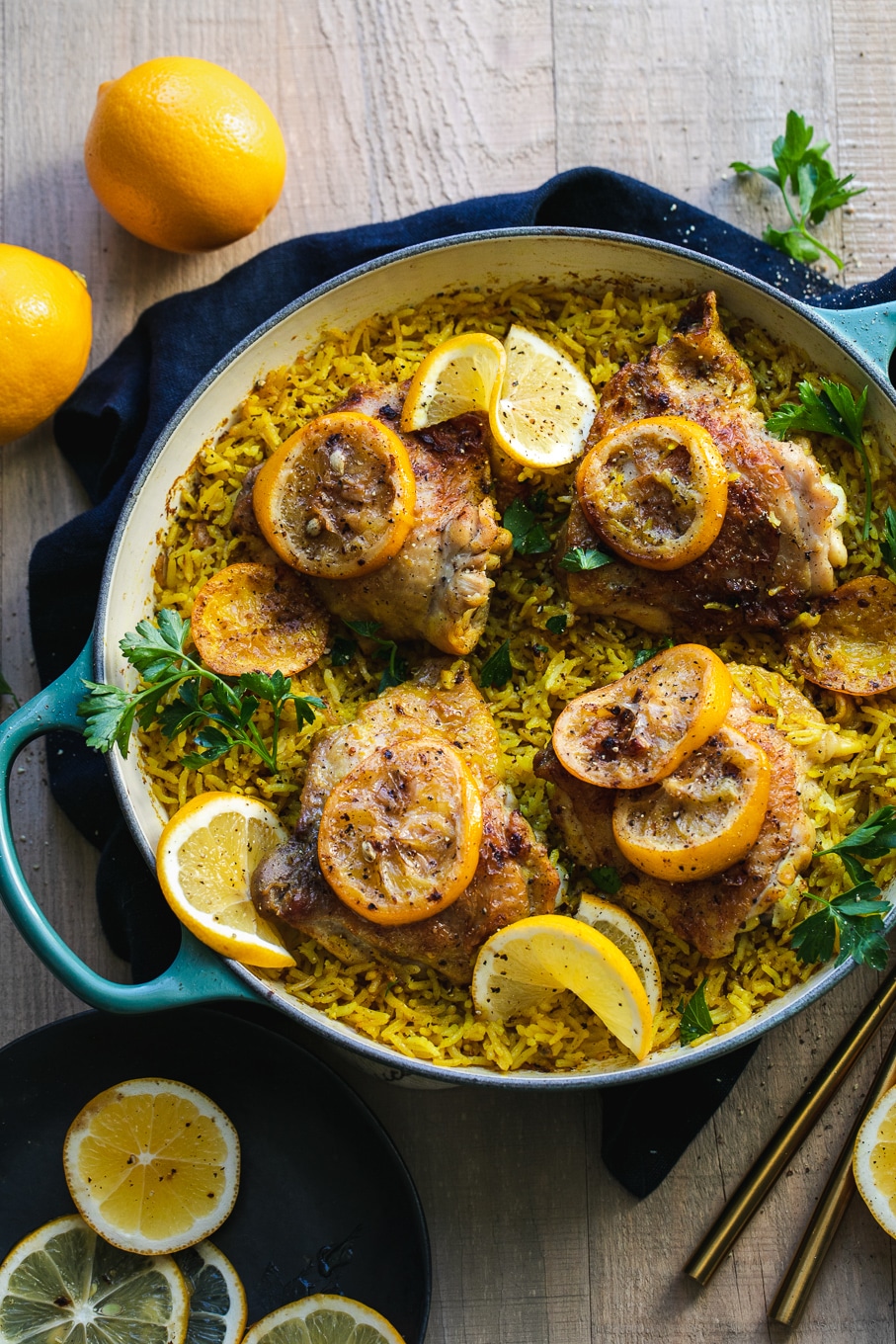 One Pan Meyer Lemon Chicken with Golden Rice-image