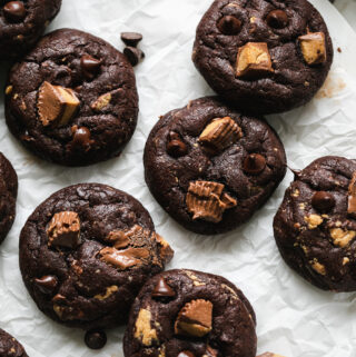 Brown Butter Double Chocolate Peanut Butter Cup Cookies